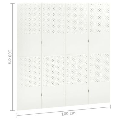 vidaXL 4-tlg. Raumteiler Weiß 160x180 cm Stahl