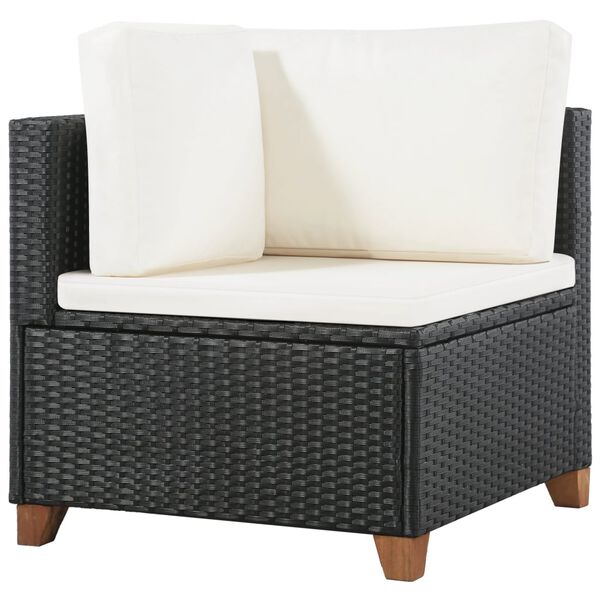 vidaXL 4-tlg. Garten-Lounge-Set mit Auflagen Poly Rattan Schwarz