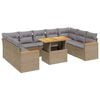 vidaXL 10-tlg. Garten-Sofagarnitur mit Kissen Beige Poly Rattan