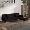 vidaXL Schlafsofa 2-Sitzer mit 2 Kissen & Hocker Schwarz Stoff
