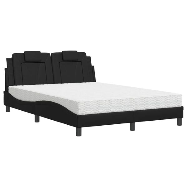 vidaXL Bett "Viana" mit Matratze Schwarz 120x200 cm Kunstleder