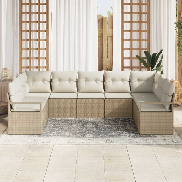 vidaXL Sofa Set mit Kissen 7 pcs Beige Poly Rattan