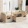 vidaXL 7-tlg. Garten-Sofagarnitur mit Kissen Beige Poly Rattan Akazie
