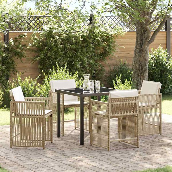 vidaXL Garten Essgruppe 5 pcs Beige Poly-Rattan