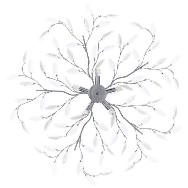 vidaXL Deckenleuchte mit Acrylglas-Blätter für 5 x E14-Lampen Weiß