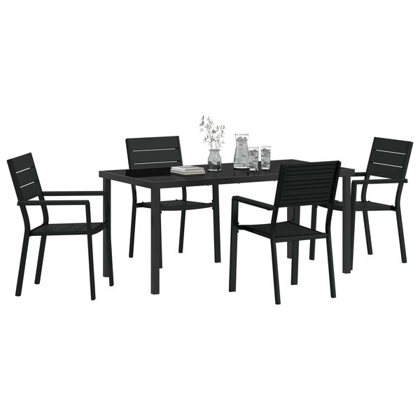 vidaXL Garten Essgruppe 5 pcs Schwarz Pulverbeschichteter Stahl