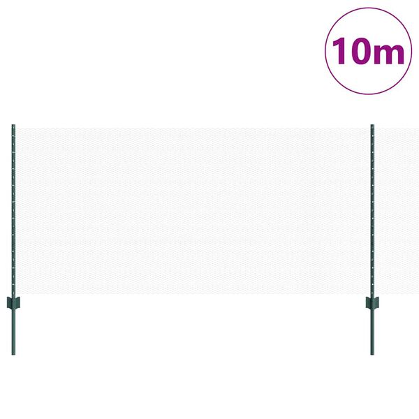 vidaXL Zaun mit Pfosten Gr&uuml;n 1 x 10 m Stahl und PVC