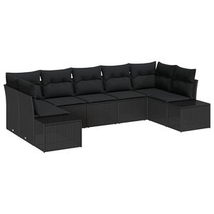 vidaXL Gartensofa-set 7 stk. 7-Sitzanzahl Schwarz Poly Rattan