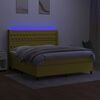 vidaXL Boxspringbett mit Matratze & LED Gr&uuml;n 180x200 cm Stoff