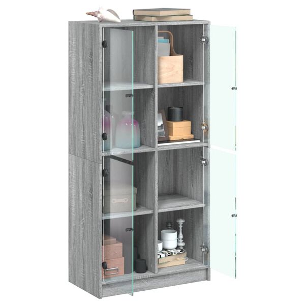vidaXL Highboard mit Türen Grau Sonoma 68x37x142 cm Holzwerkstoff