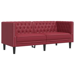 vidaXL Chesterfield-Sofa 2-Sitzer Weinrot Kunstleder