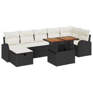 vidaXL Garten-Sofa-Set 8 pcs Schwarz Poly-Rattan