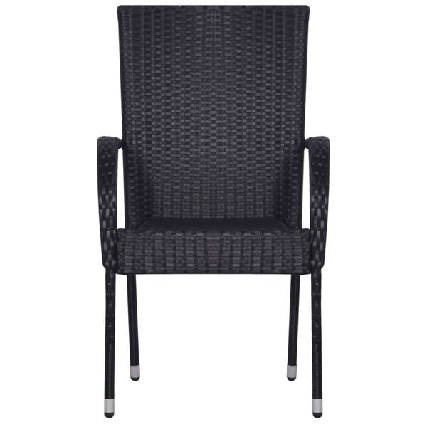 vidaXL 7-tlg. Garten-Essgruppe Poly Rattan Schwarz