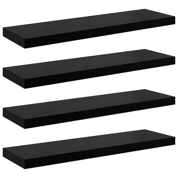 vidaXL Schweberegale 4 Stk. Hochglanz-Schwarz 80x23,5x3,8 cm MDF