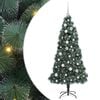vidaXL K&uuml;nstlicher vorbeleuchteter Weihnachtsbaum mit Kugelset Gr&uuml;n