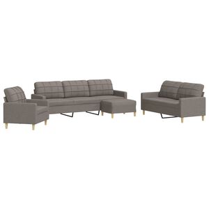 vidaXL 4-tlg. Sofagarnitur mit Fu&szlig;hocker Taupe Stoff