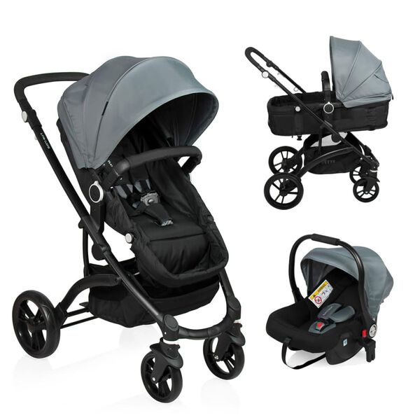 Little World 3-in-1 Kinderwagen City Walker Grau und Schwarz
