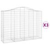 vidaXL Gabionen mit Hochbogen 3 Stk. 200x50x140/160cm Verzinktes Eisen