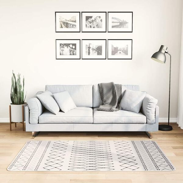 vidaXL Teppich Waschbar 80x150 cm Schwarz und Weiß Rutschfest