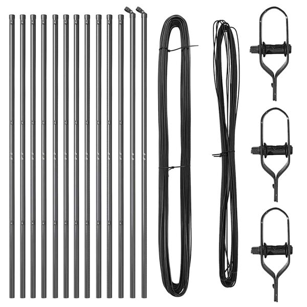 vidaXL Zaunpfosten 13 pcs Grau Stahl