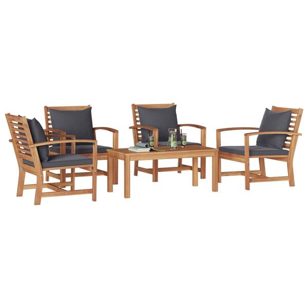 vidaXL Gartensofa-set 5 pcs Natur Massivholz Teak