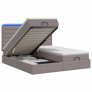 vidaXL Ottoman-Bett mit Matratze und LED Taupe 160 x 200 cm Stoff
