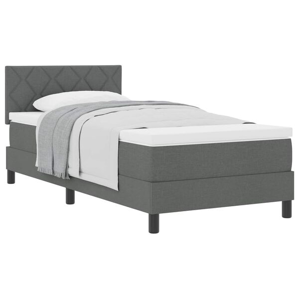 vidaXL Boxspringbett mit Matratze Dunkelgrau 90 x 190 cm Stoff