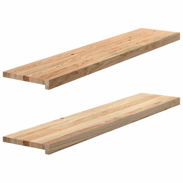 vidaXL Treppenstufen 2 Stk. Unbehandelt 120x30x2 cm Massivholz Eiche