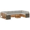 vidaXL Outdoor-Sofagarnitur 11 pcs Nat&uuml;rlich und Hellgrau Polyester