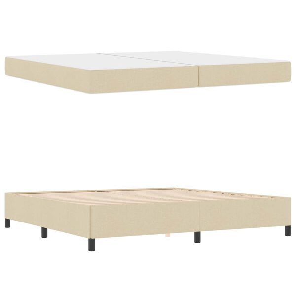 vidaXL Boxspringbett mit Matratze Creme 200 x 200 cm Stoff