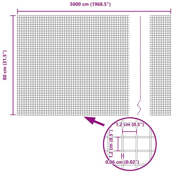 vidaXL Geschwei&szlig;ter Drahtzaun Silber 0,8 x 50 m