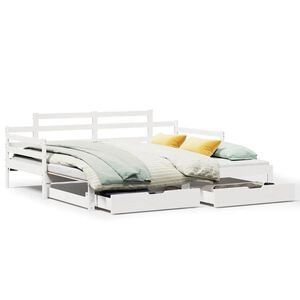 vidaXL Tagesbett Ausziehbar mit Schubladen ohne Matratze Wei&szlig; 90x200cm