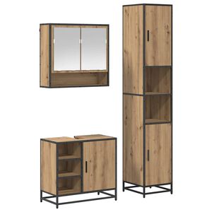 vidaXL Badezimmerm&ouml;bel-Set 3 Stk. Artisan-Eiche Holzwerkstoff
