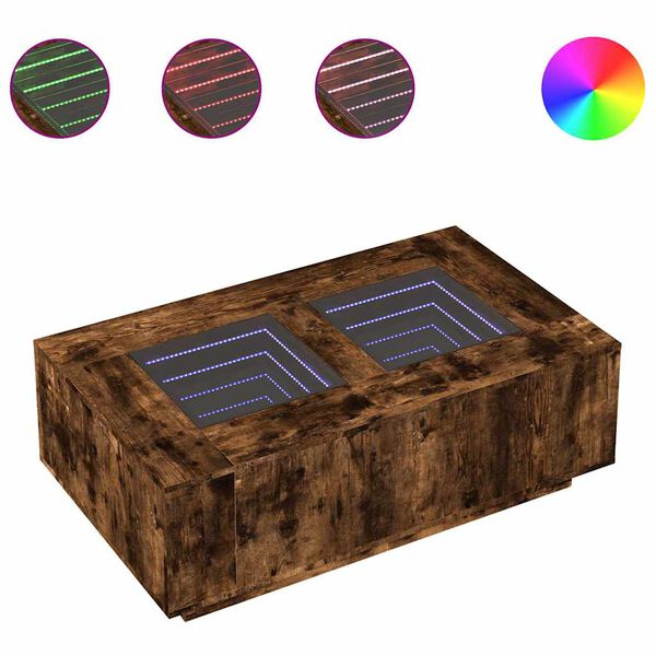 vidaXL Couchtisch mit Infinity-LED R&auml;uchereiche 116x69x40 cm