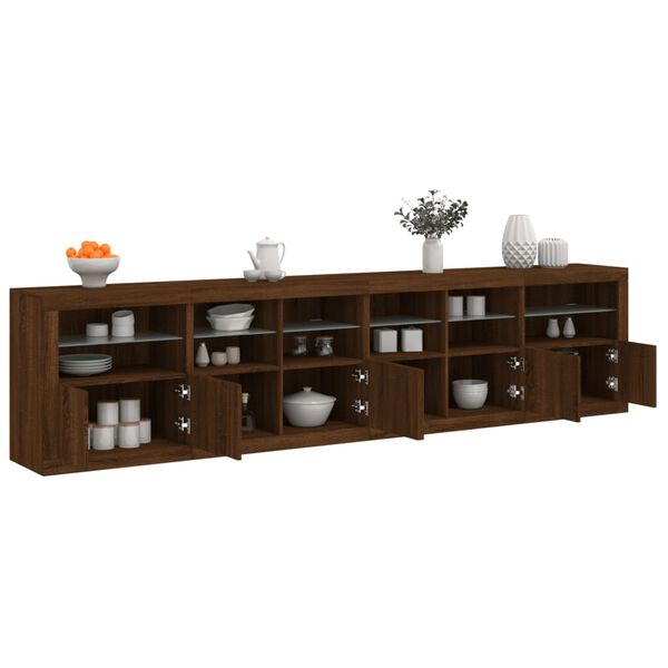 vidaXL Sideboard mit LED-Leuchten Braun Eichen-Optik 283x37x67 cm
