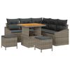 vidaXL Gartensofa-set mit Kissen mit Speicher 8 pcs Grau Poly Rattan