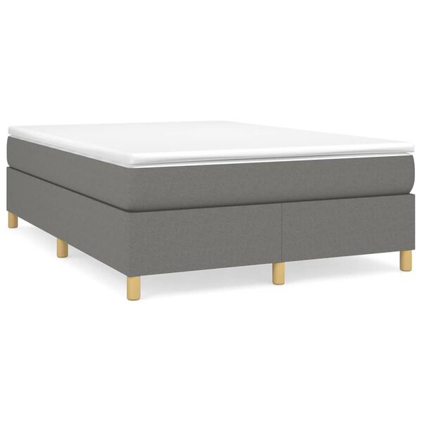 vidaXL Boxspringbett mit Matratze Dunkelgrau 140x190 cm Stoff