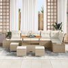 vidaXL Gartensofa-set mit Kissen mit Speicher 10 pcs Beige Poly Rattan