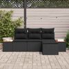 vidaXL Gartensofa-set mit Kissen 4 pcs Schwarz Poly Rattan