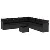 vidaXL 10-tlg. Garten-Sofagarnitur mit Kissen Schwarz Poly Rattan