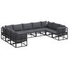 vidaXL Garten-Sofa-Set mit Kissen Schwarz Aluminium
