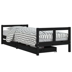 vidaXL Kinderbett mit Schubladen Schwarz 80x200 cm Massivholz Kiefer