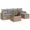 vidaXL 6-tlg. Garten-Sofagarnitur mit Kissen Beige Poly Rattan