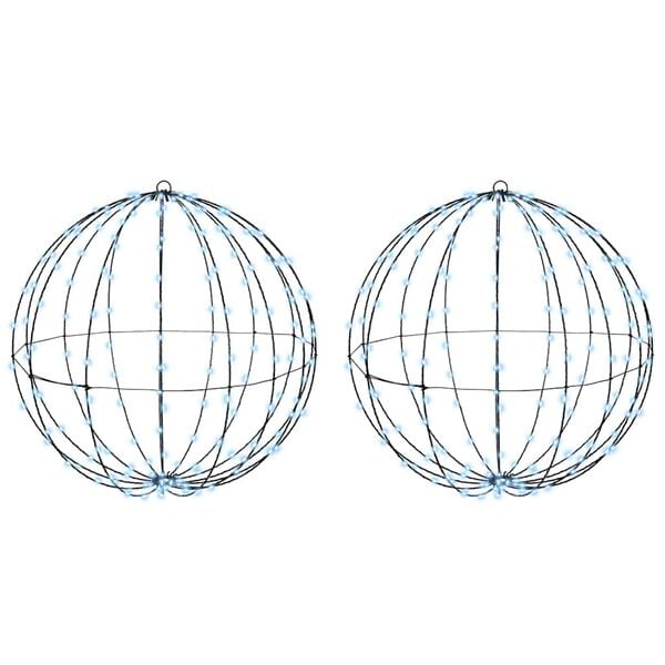 vidaXL Ball mit 384 LEDs 2 pcs Kaltweiß 60 cm Metall