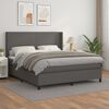 vidaXL Boxspringbett mit Matratze Grau 160x200 cm Kunstleder