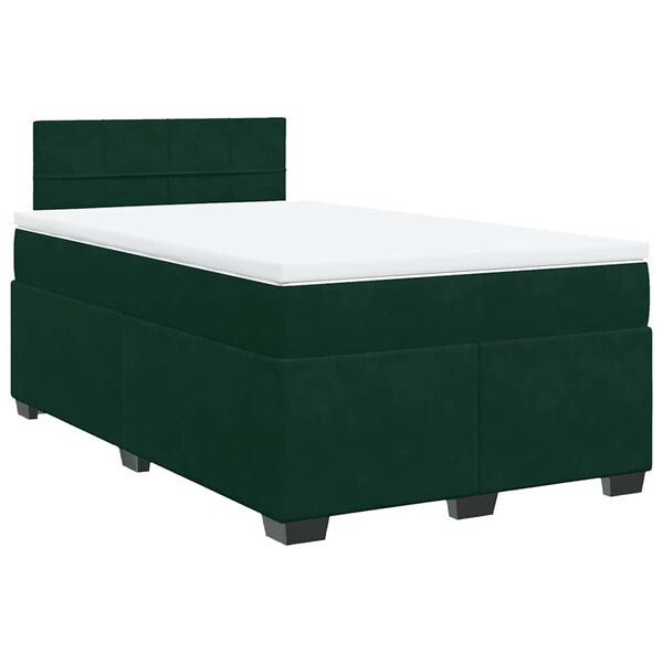 vidaXL Boxspringbett mit Matratze Dunkelgr&uuml;n 120x190 cm Samt