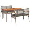 vidaXL 3-tlg. Garten-Essgruppe mit Kissen Grau Poly Rattan