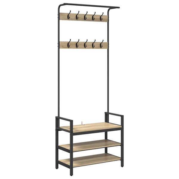 vidaXL Kleiderständer Sonoma-Eiche 75 x 34 x 184 cm Holzwerkstoff