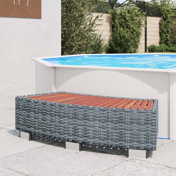 vidaXL Spa-Einstiegsstufe Grau Poly Rattan 92×45×25 cm