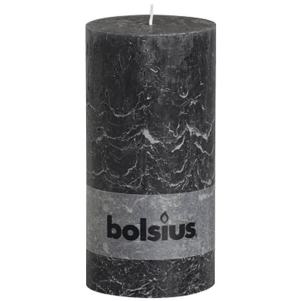 Bolsius Rustikale Stumpenkerzen 4 Stk. 200 x 100 mm Dunkelgrau